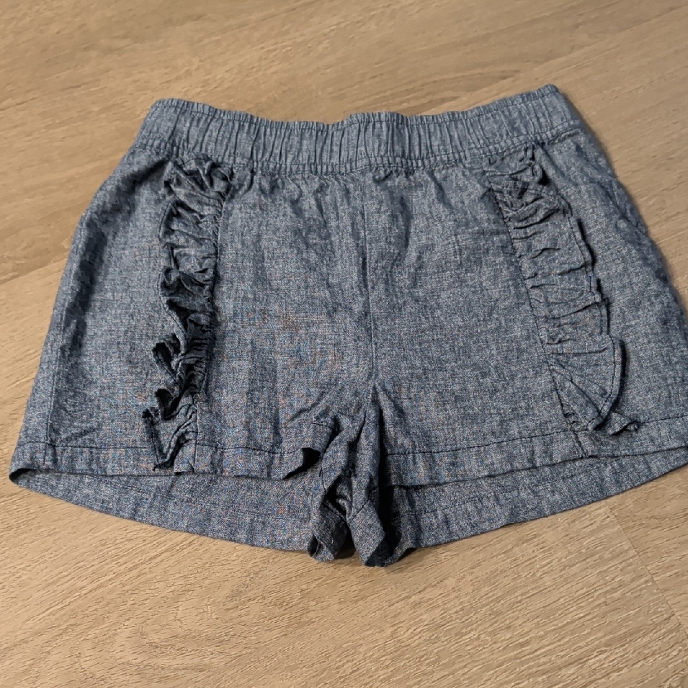 Girls Lightweight Denim Ruffled Shorts